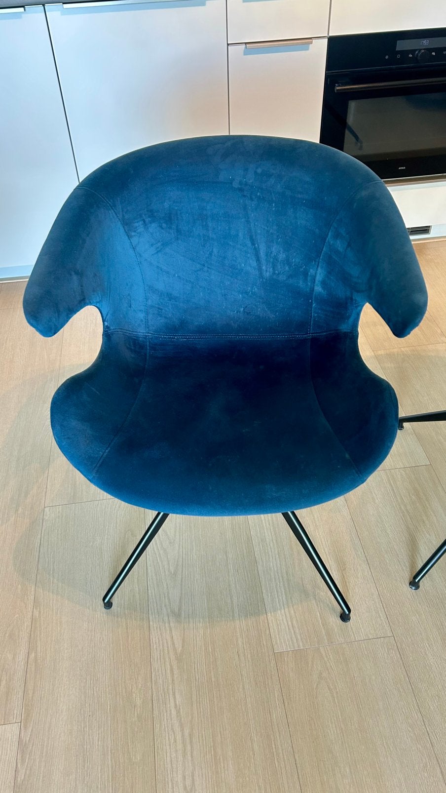 2 zuiver eetkamerstoelen blauw, Huis en Inrichting, Stoelen, Ophalen, Overige materialen, Gebruikt, Twee