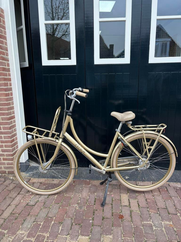 Diva fiets goud met rekje - Zo goed als nieuw, Fietsen en Brommers, Fietsen | Dames | Damesfietsen, Zo goed als nieuw, Batavus