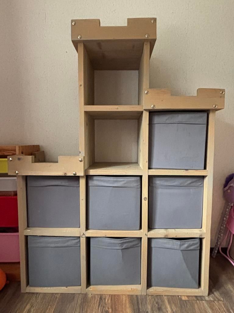 Stevige zelfgemaakte steigerhouten kast voor Kallax bakken, Ophalen, Zo goed als nieuw