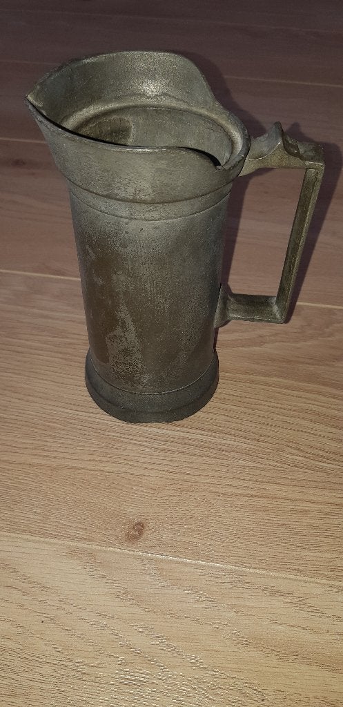 Antiek tinnen maatbeker demi liter, Ophalen of Verzenden