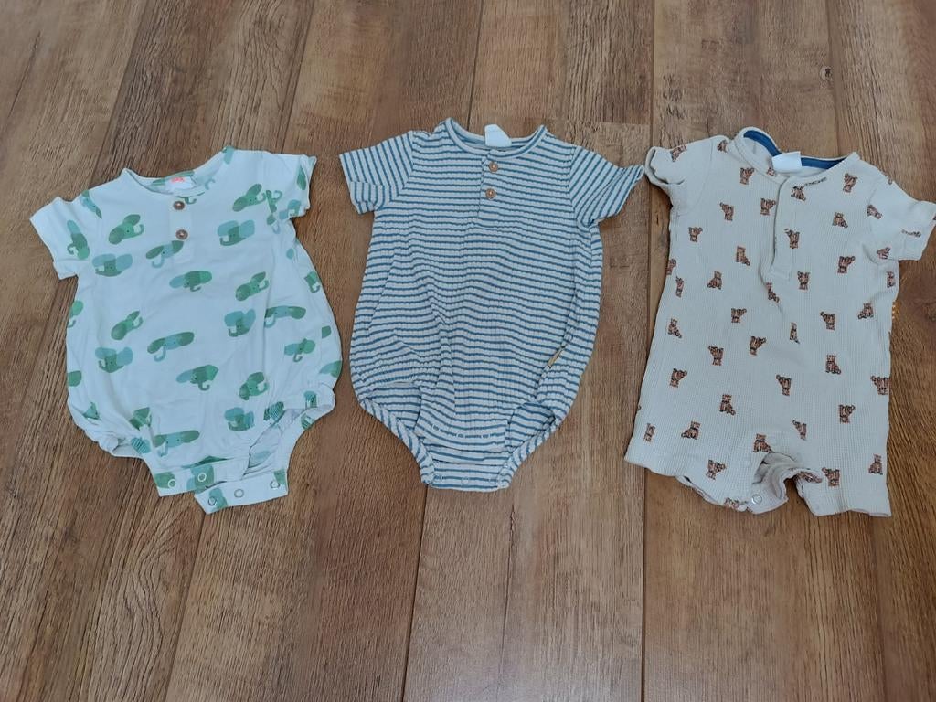3 onesies / boxpakje korte mouw Hema maat 62, Ophalen, Jongetje of Meisje, Zo goed als nieuw, Hema