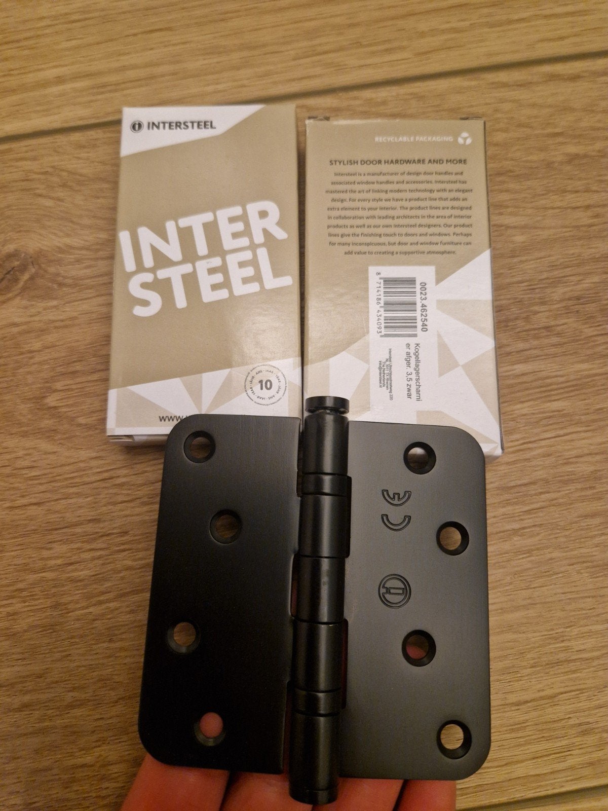3x Intersteel Kogellagerscharnier 89x89mm Zwart, Ophalen of Verzenden, Nieuw, Overige materialen, Scharnier