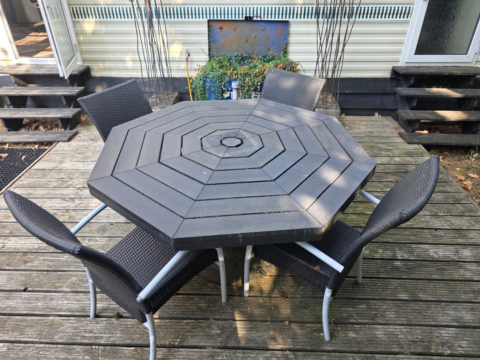 Buitentafel met 6 stoelen, terrasset, tuinset, Tuin en Terras, Ophalen, Gebruikt, Kunststof
