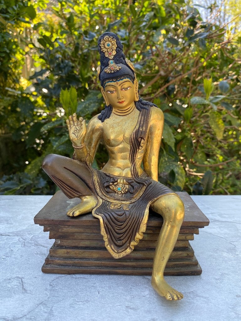 Bodhisattva beeld Brons Goldface 20 cm nepal, Ophalen of Verzenden, Handgemaakt