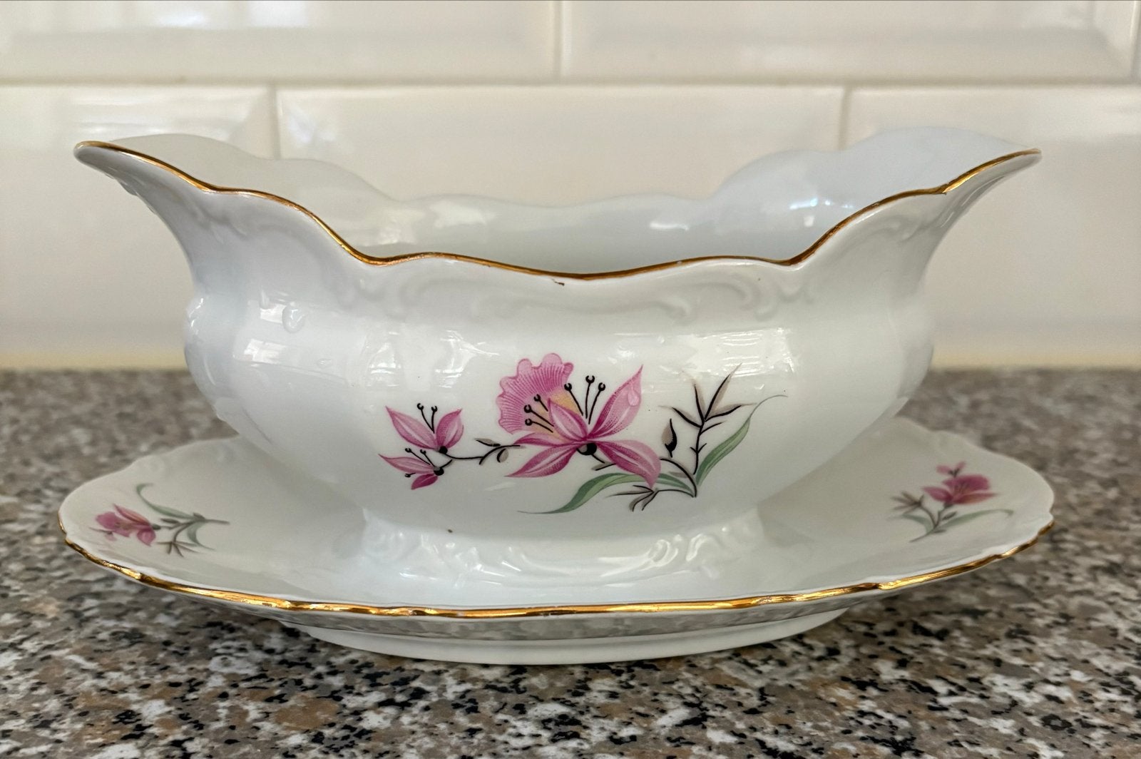 Antieke sauskom met schotel - MZ Czechoslovakia, Ophalen of Verzenden