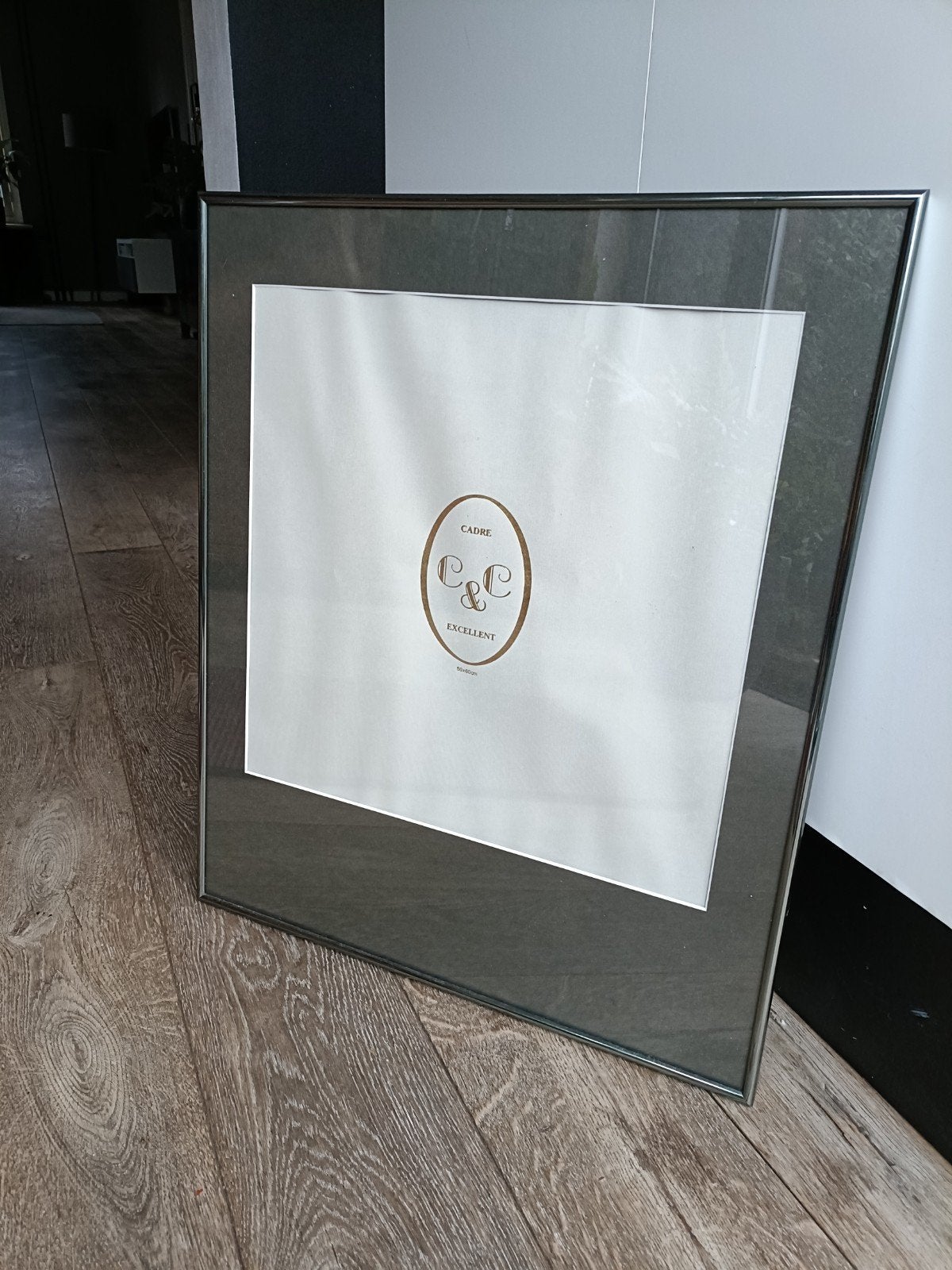 Grote antraciet kunststof lijst 50x60 met passe-partout, Huis en Inrichting, Ophalen, Kunststof, Gebruikt, Met passe-partout