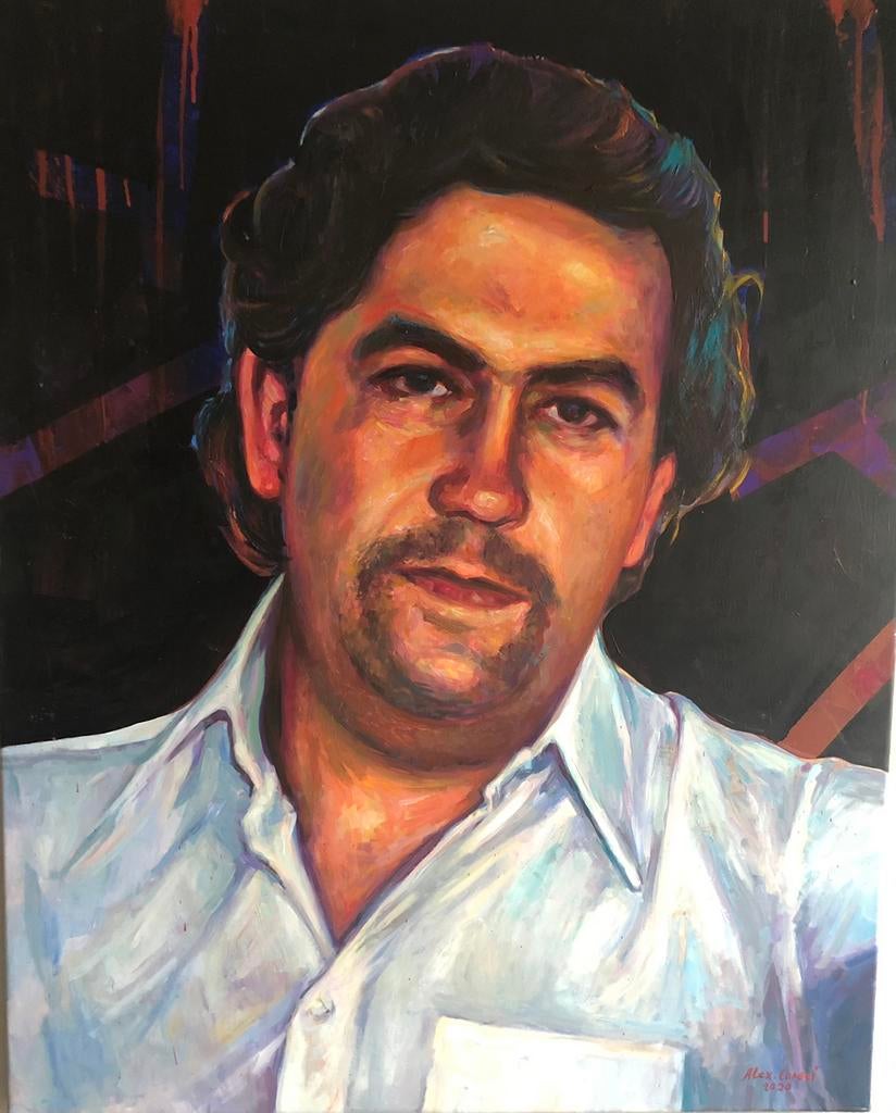 Alex L- Pablo Escobar- Handgeschilderd- Origineel, Antiek en Kunst, Ophalen of Verzenden