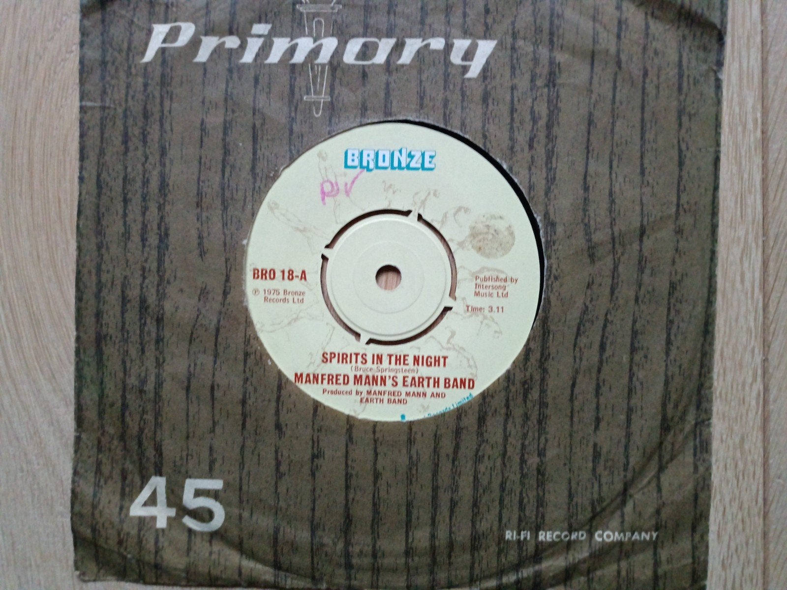Manfred Mann's Earth Band " Spirits in the night ", Ophalen of Verzenden, Gebruikt, 7 inch, Pop