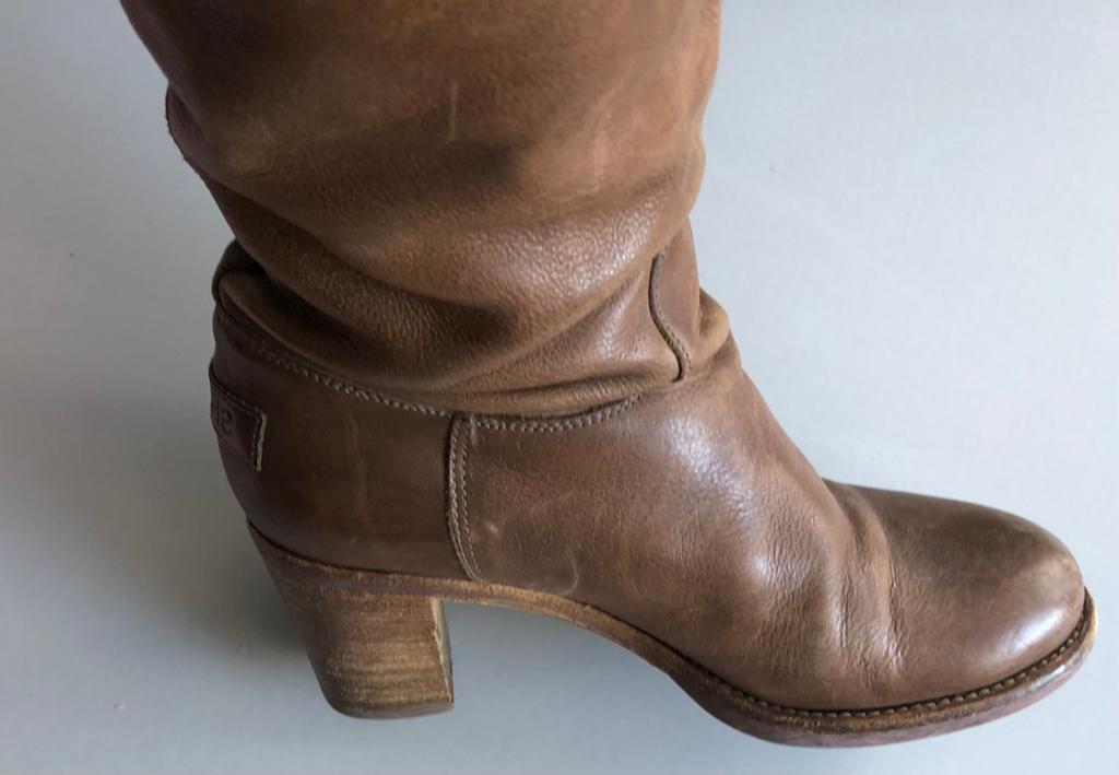 Shabbies Amsterdam hoge laarzen met hak maat 40, Hoge laarzen, Ophalen of Verzenden, Gedragen, Bruin