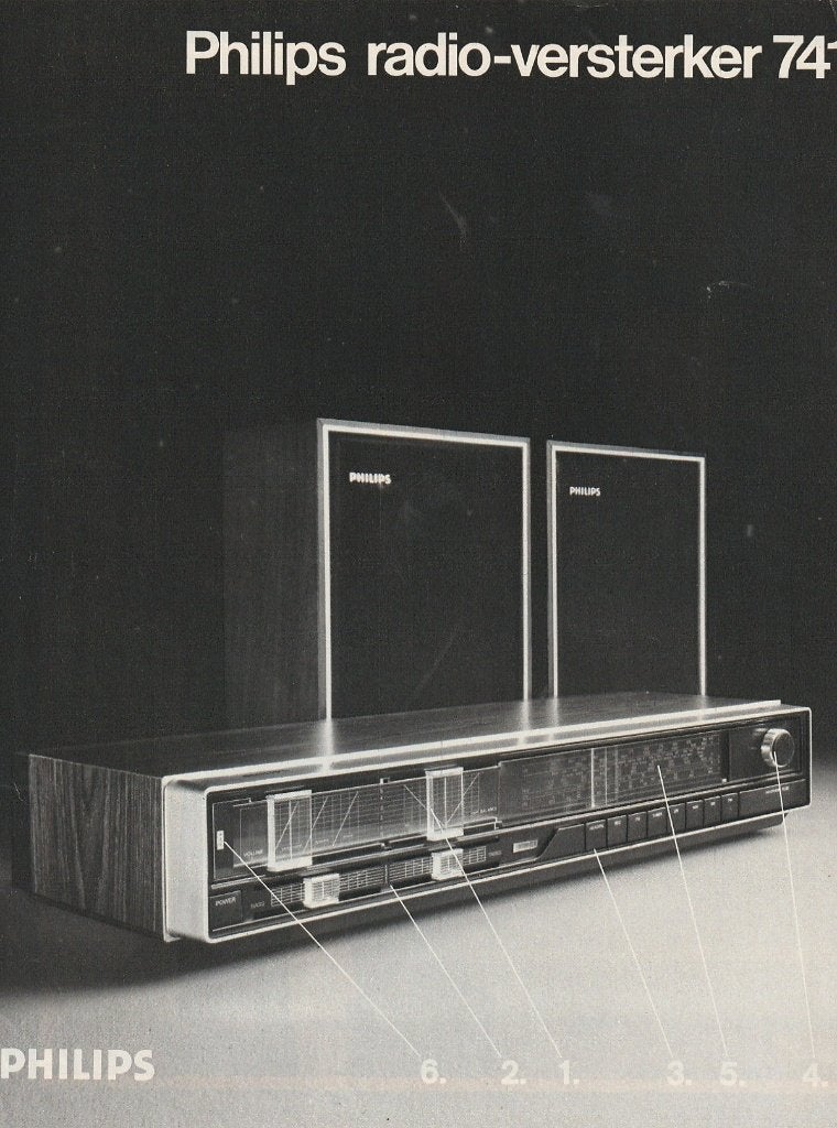 retro reclame 1975 Philips de radio versterker 741, Verzenden, Overige typen