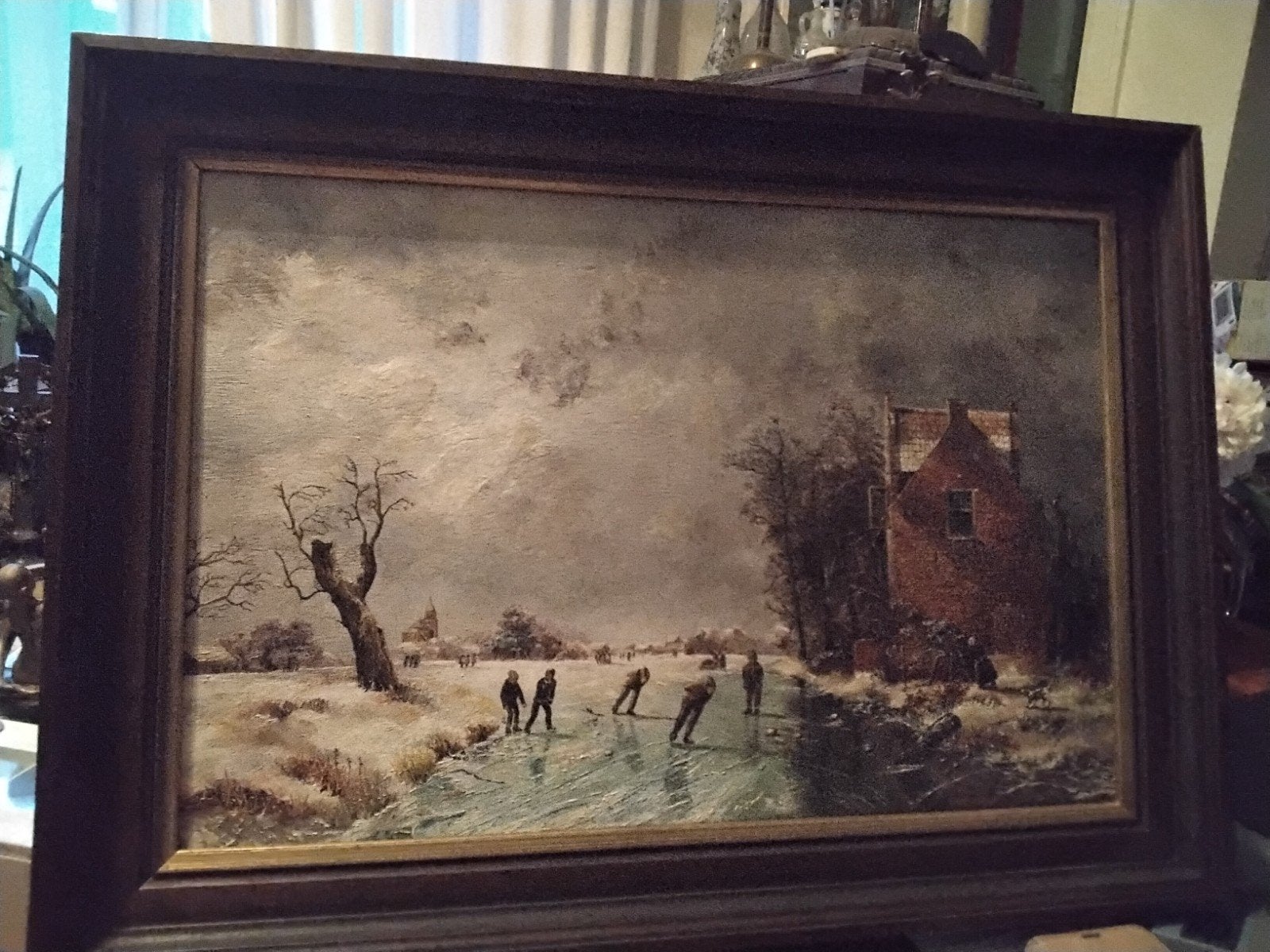 Wintertafereel , gesigneerd  F.Segers 1983. 72 x 53 cm., Ophalen of Verzenden