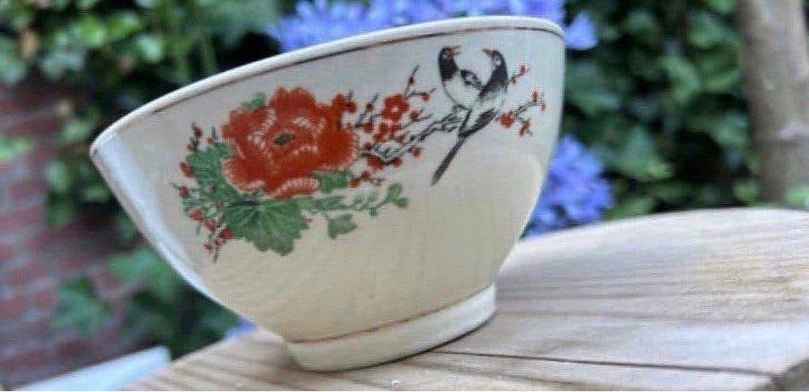 Franse spoelkom met vogels en bloemen, Verzenden