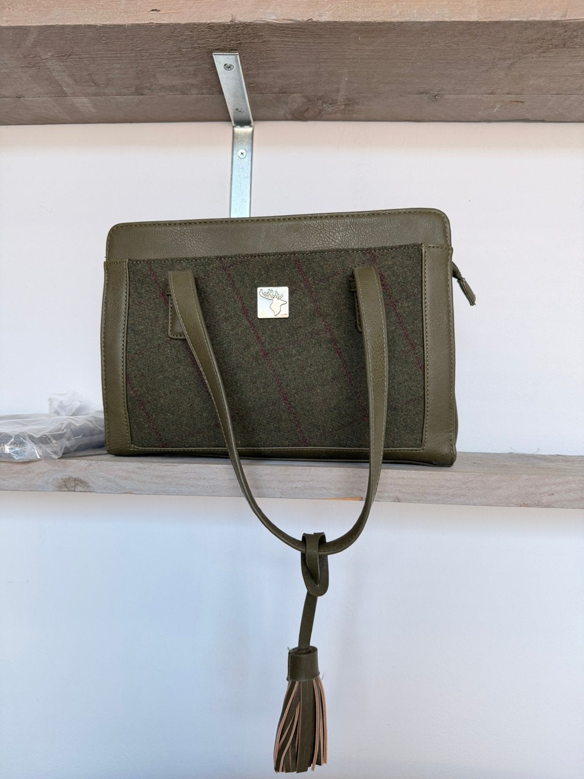 NIEUW House of Tweed handtas + portemonnee – groen tweed, Ophalen of Verzenden, Nieuw, Groen, Handtas
