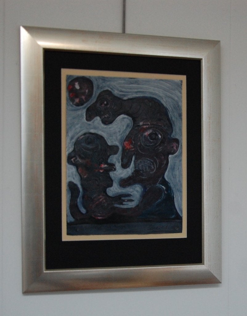 Schilderij geïnspireerd door Lucebert, Enczaineur de singe., Bijzondere lijst, Abstract, Ophalen of Verzenden, Olieverf