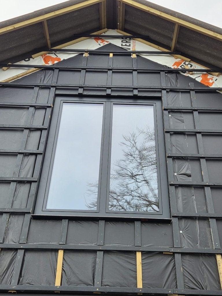Aluminium kozijn zwartgrijs 1550x1950, Ophalen, Gevelraam of Ruit, 160 cm of meer, Zo goed als nieuw