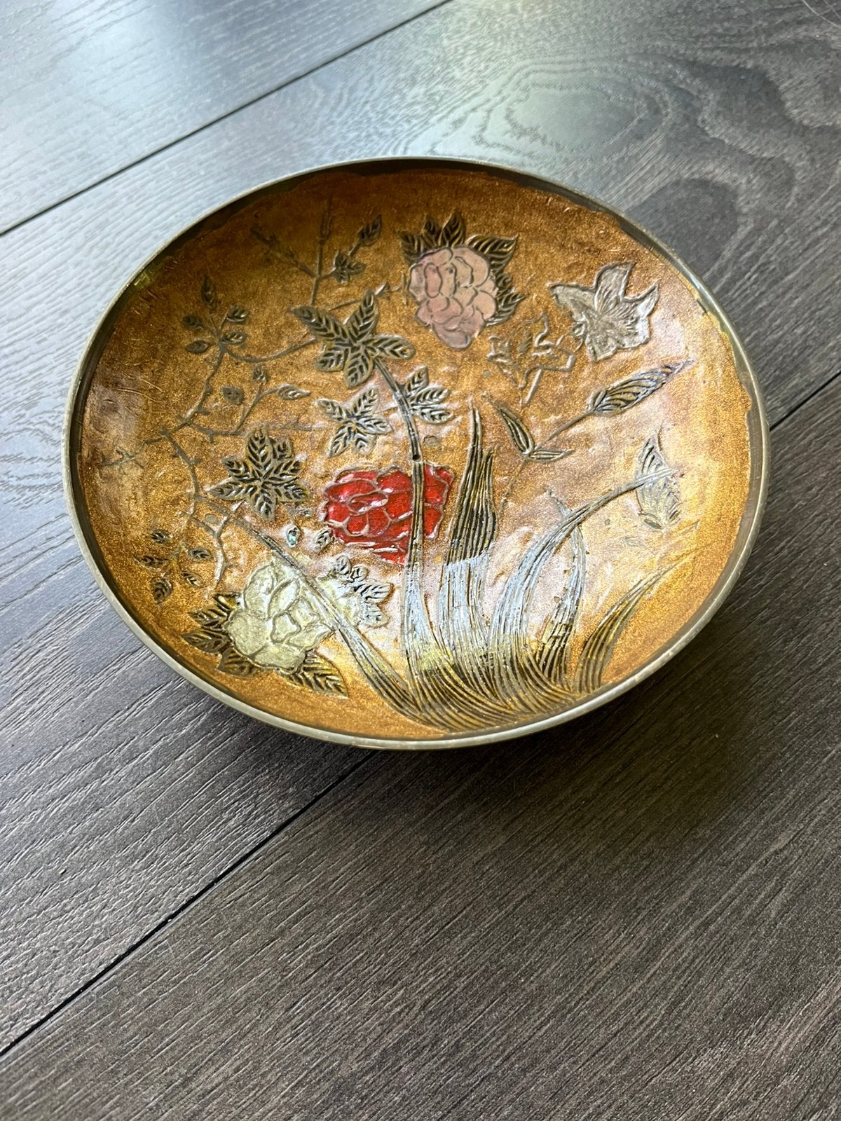 Messing schaal emaille, Ophalen of Verzenden