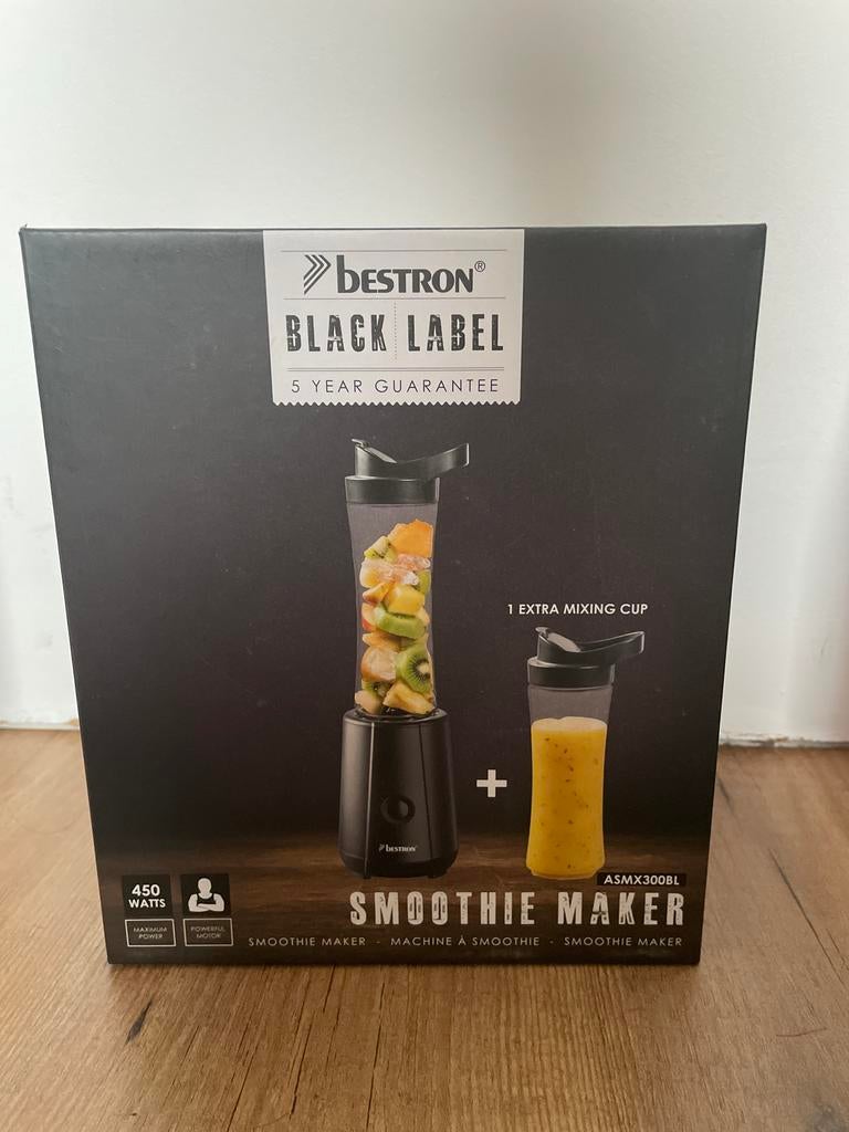 Bestron Black Label Smoothie Maker ASMX300BL, Witgoed en Apparatuur, Blenders, Ophalen of Verzenden, Nieuw, Blender to go