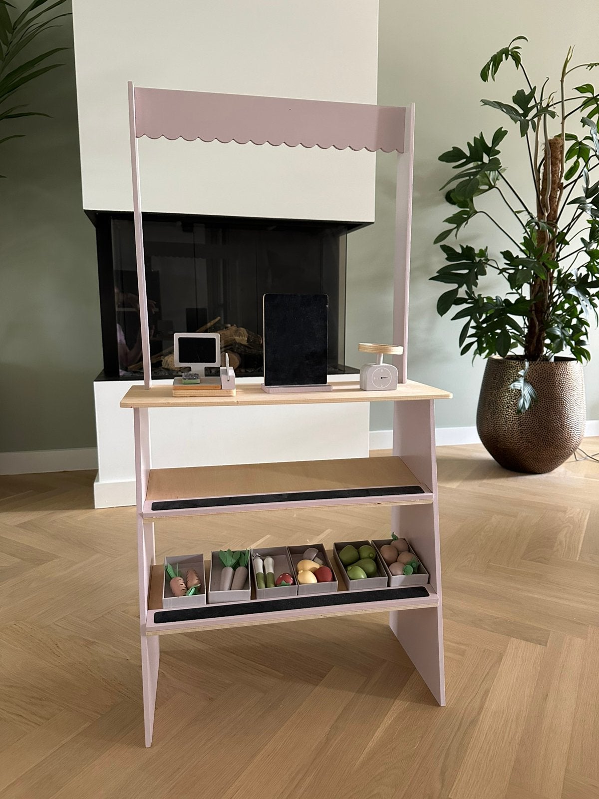 Petit Amelie roze houten winkeltje / marktkraam, Ophalen, Zo goed als nieuw, Meubelstuk of Keukentje