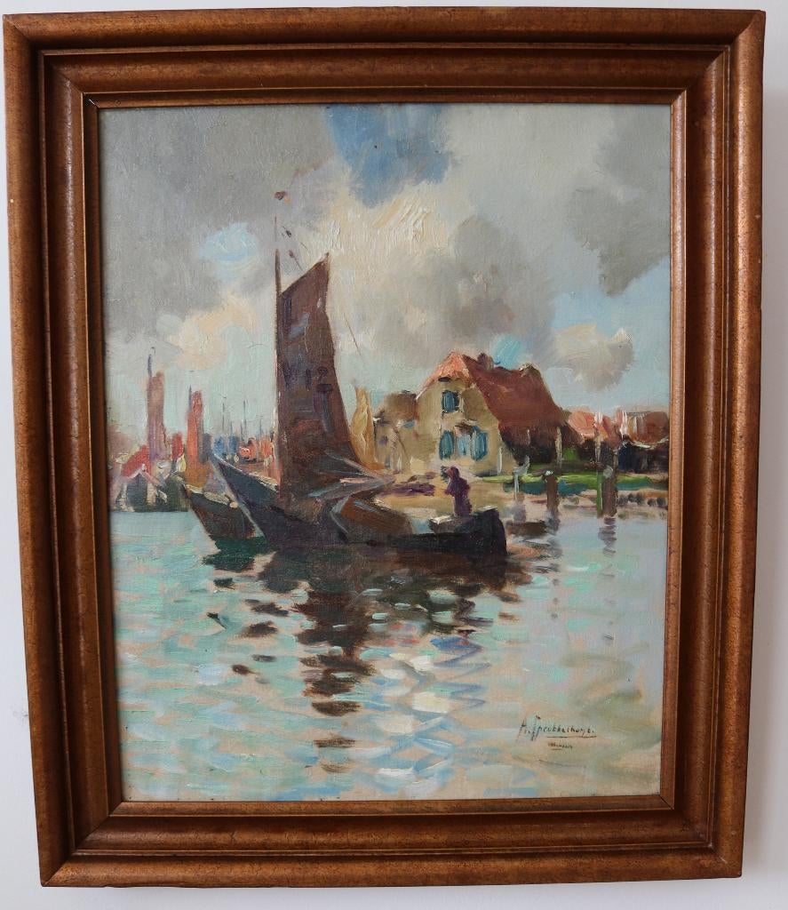 Albert Klein Sprokkelhorst (1887-1968) schilderij Volendam, Ophalen of Verzenden