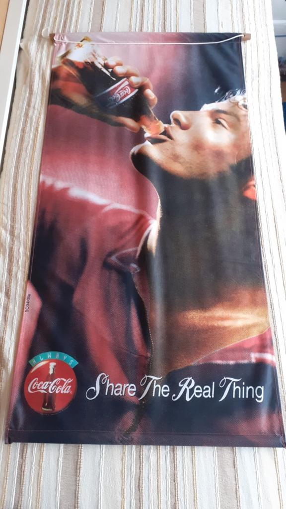 Coca-Cola Reclamebanner 'Share the Real Thing', Ophalen of Verzenden, Gebruikt, Reclamebord
