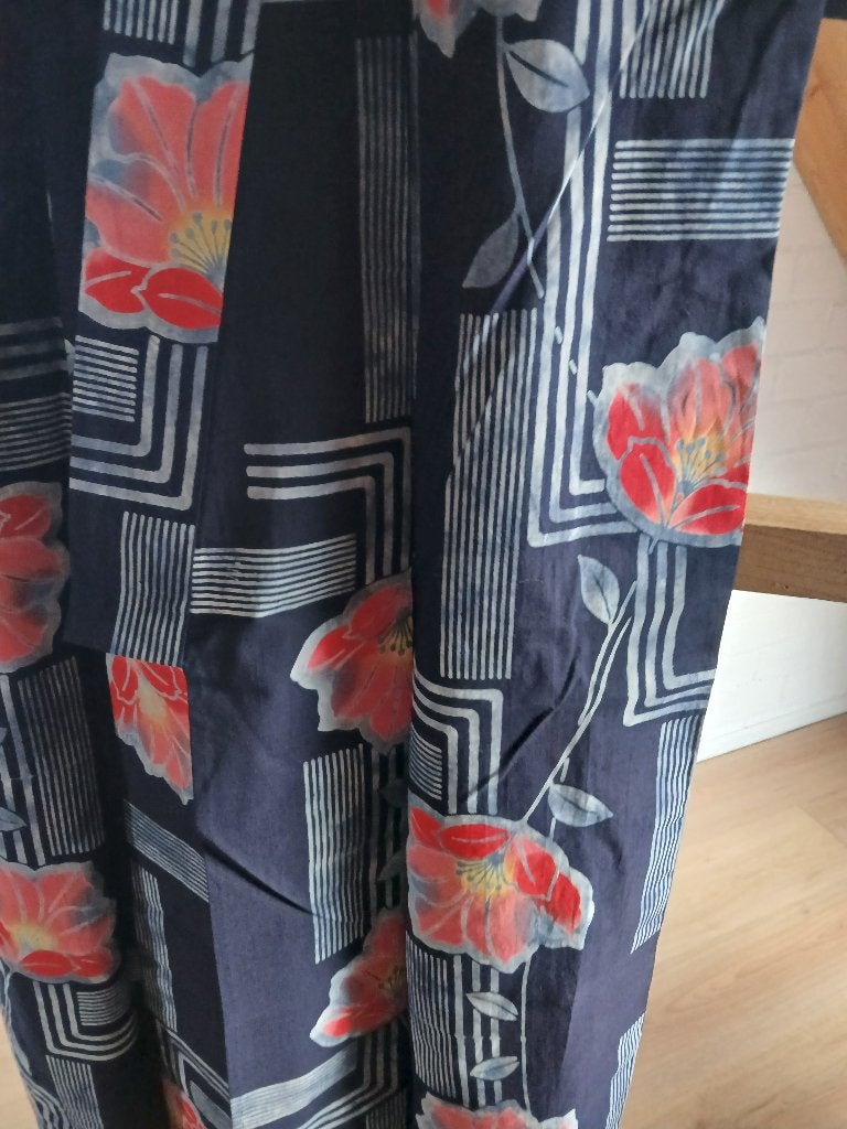 Traditionele Japanse yukata summer Kimono blue pink flower, Ophalen of Verzenden