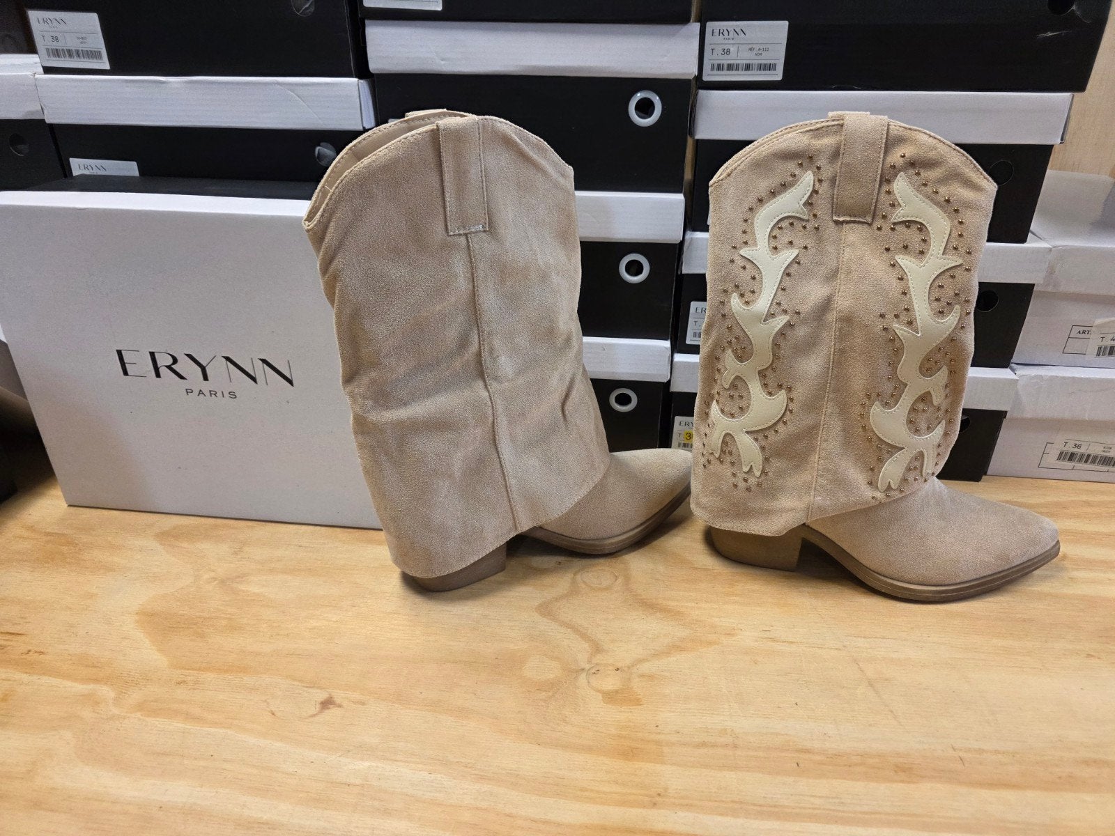 Erynn Paris Cowboy Laarzen Beige - Nieuw in doos, Beige, Lage of Enkellaarzen, Nieuw, Onbekend
