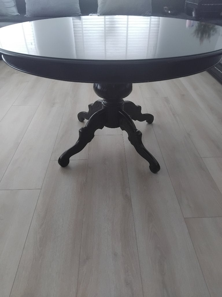Zwarte eettafel te koop, Ophalen, Rond, Hout, Zo goed als nieuw
