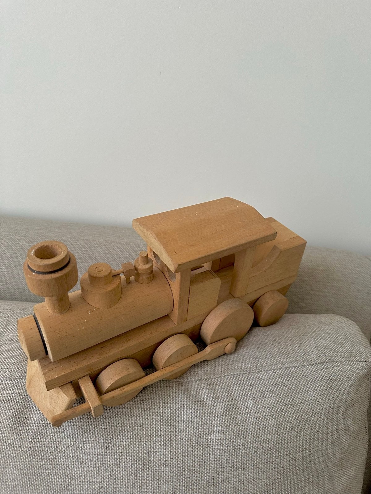 Vintage Houten Locomotief Trekspeelgoed met Machinist, Ophalen of Verzenden, Gebruikt, Duw- of Trekspeelgoed