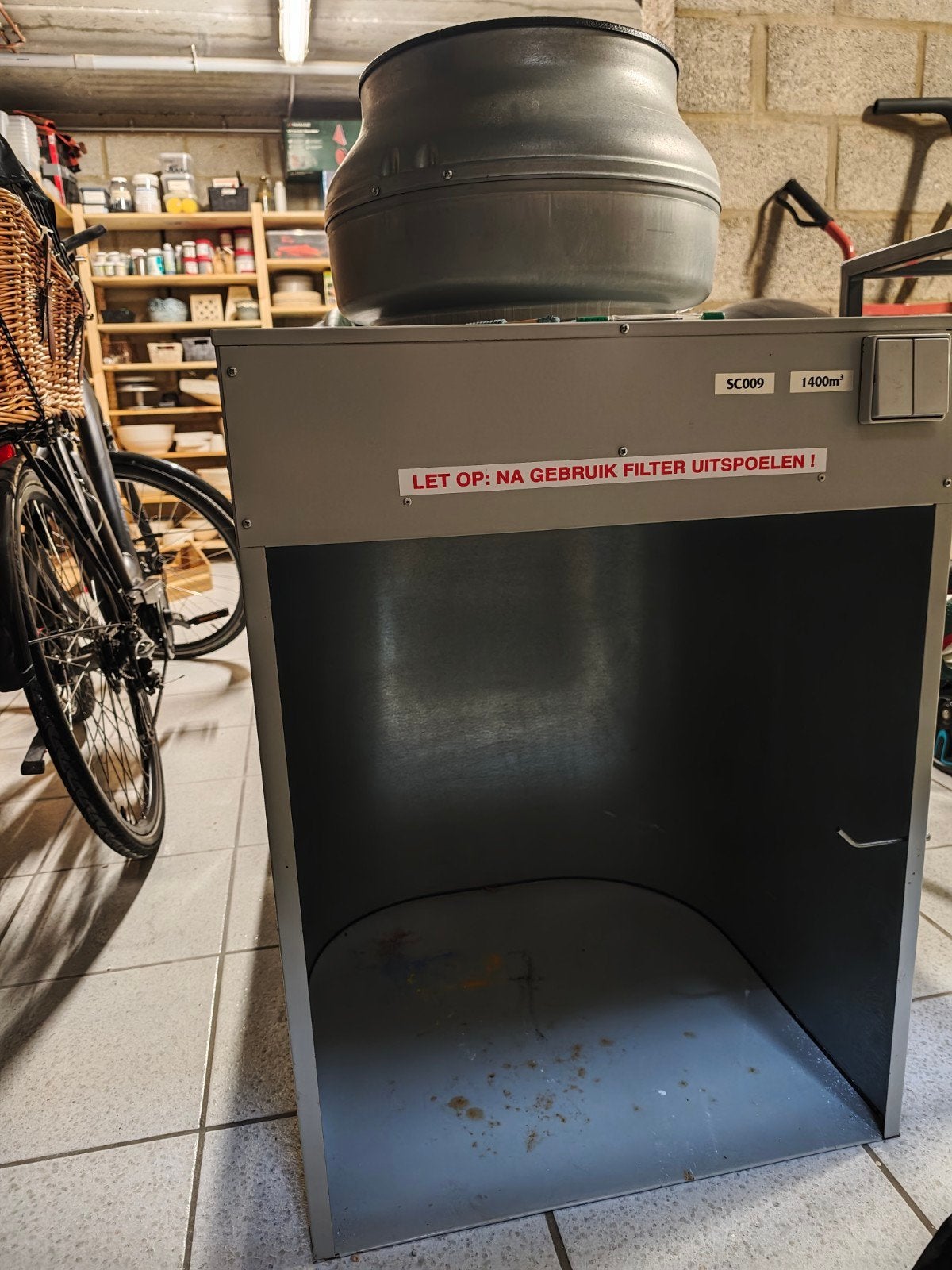 spuitcabine keramiek, Ophalen, Afzuiger