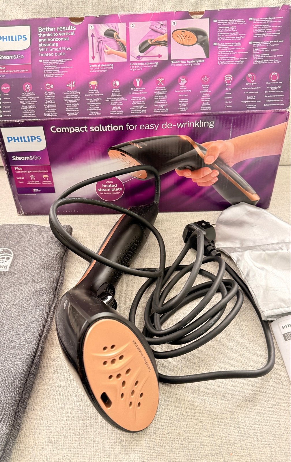 Philips Steam&Go Plus Handstomer - Compact en Krachtig, Witgoed en Apparatuur, Stoomapparaten, Ophalen of Verzenden, Zo goed als nieuw