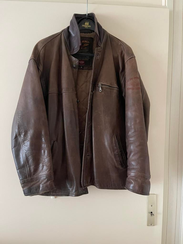 Pall Mall Mooie Lederen Pilotenjas/Herenjas/Jas/Coat, Ophalen of Verzenden, Gedragen, Maat 56/58 (XL), Bruin