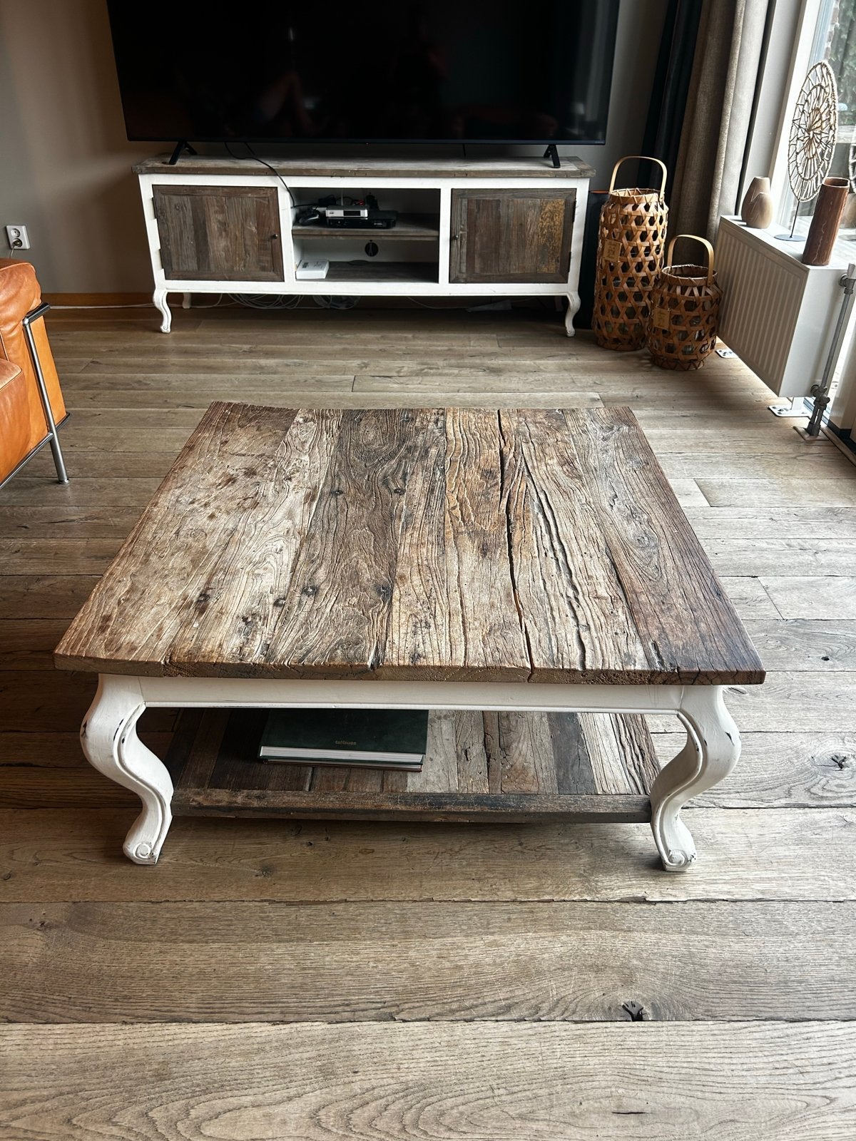 Rivièra Maison Driftwood tv-meubel & salontafel set, Huis en Inrichting, Kasten | Televisiemeubels, Ophalen, Gebruikt, 100 tot 150 cm