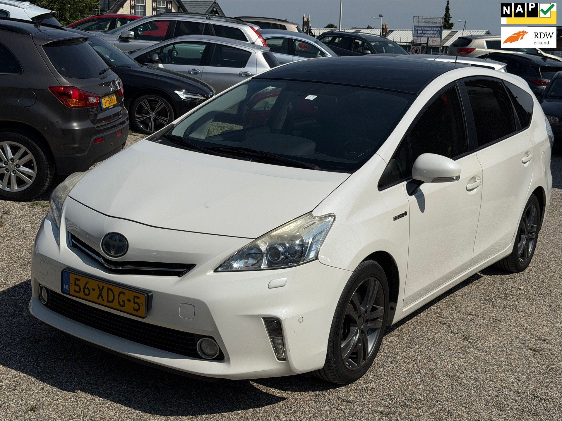 Toyota Prius Wagon 1.8 Dynamic Business 96g Leer Pano Adapti, Auto's, Gebruikt, Zwart, 4 cilinders, 7 stoelen