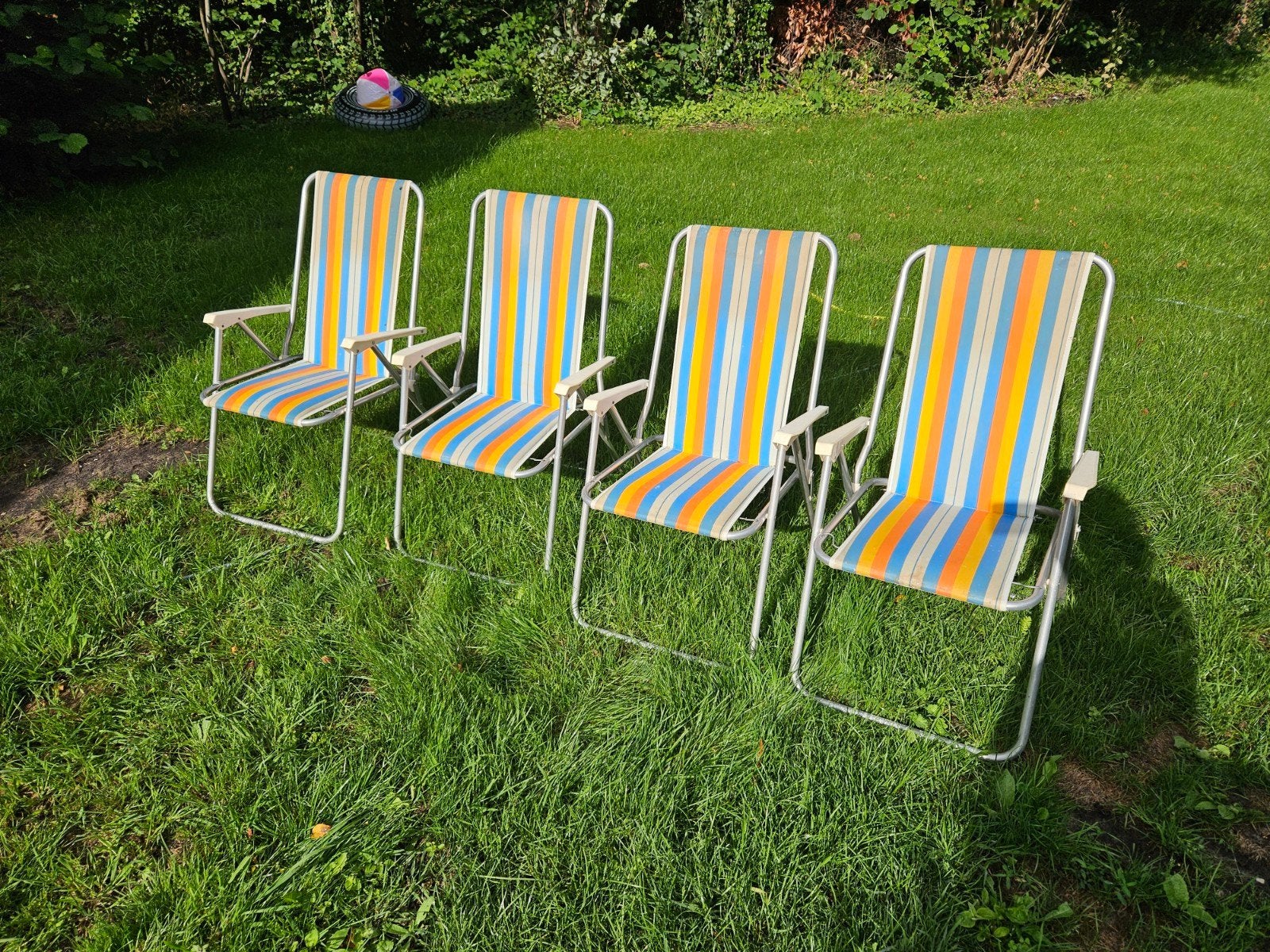 4 vintage campingstoelen, Caravans en Kamperen, Ophalen, Gebruikt, Campingstoel