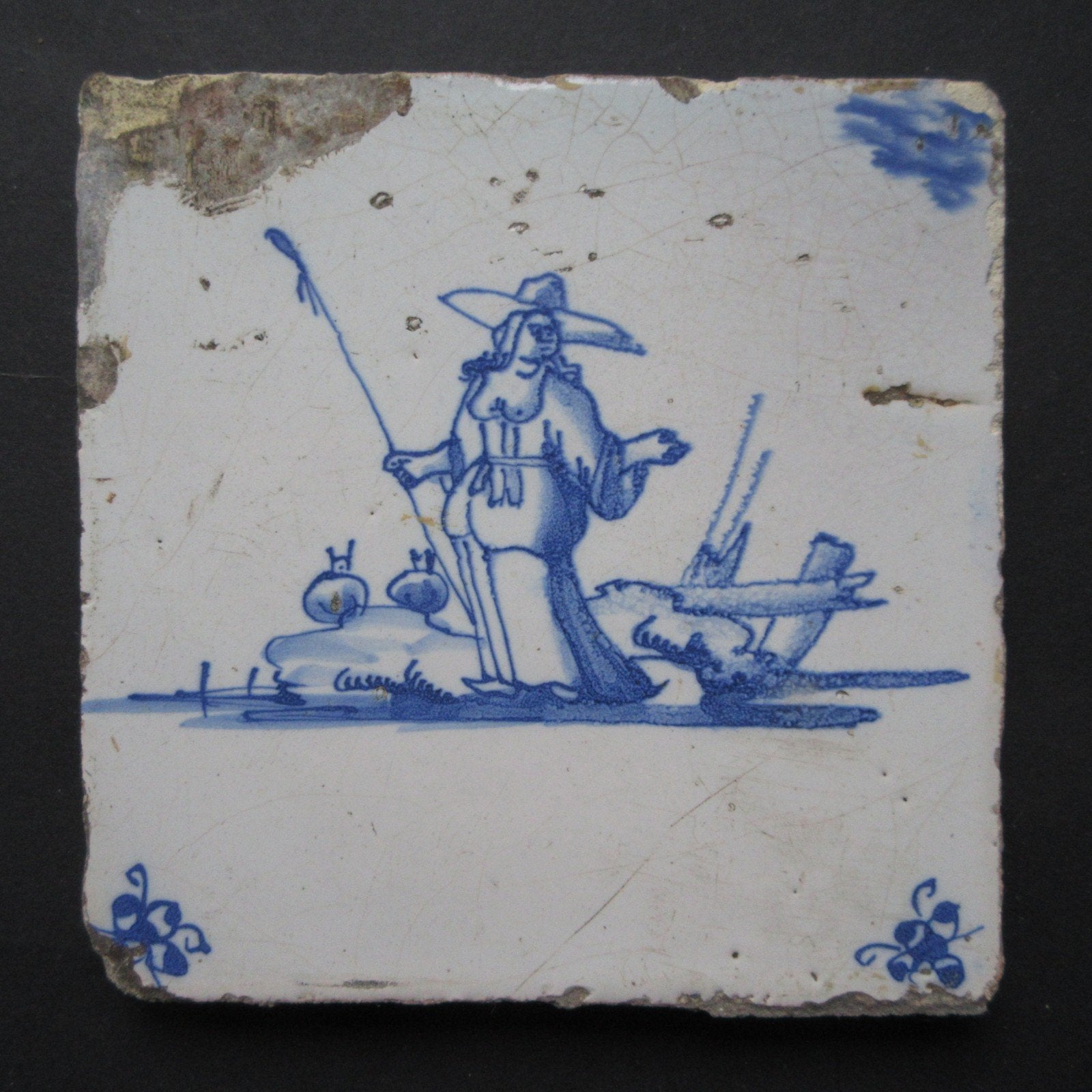 Antieke Delftse Tegel Circa 1680 - 1750 (02), Verzenden