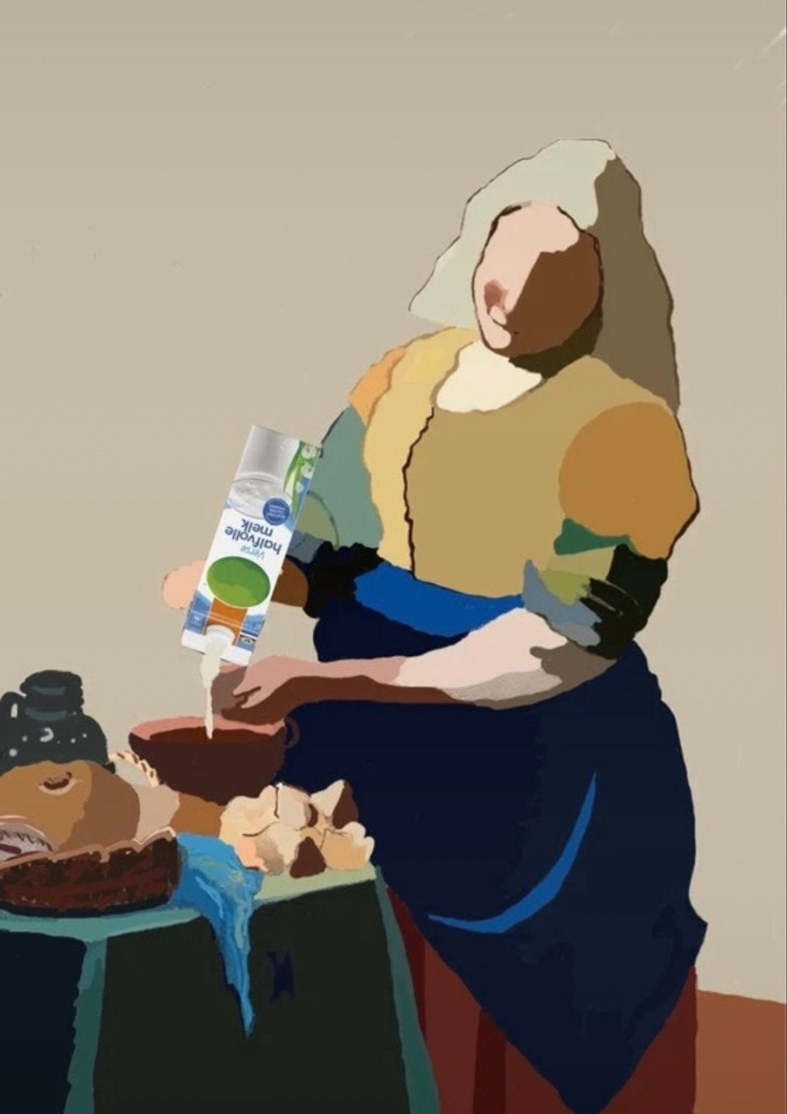 Moderne Melkmeisje Kunstprint, Antiek en Kunst, Figuren, Verzenden, Metaal, Print