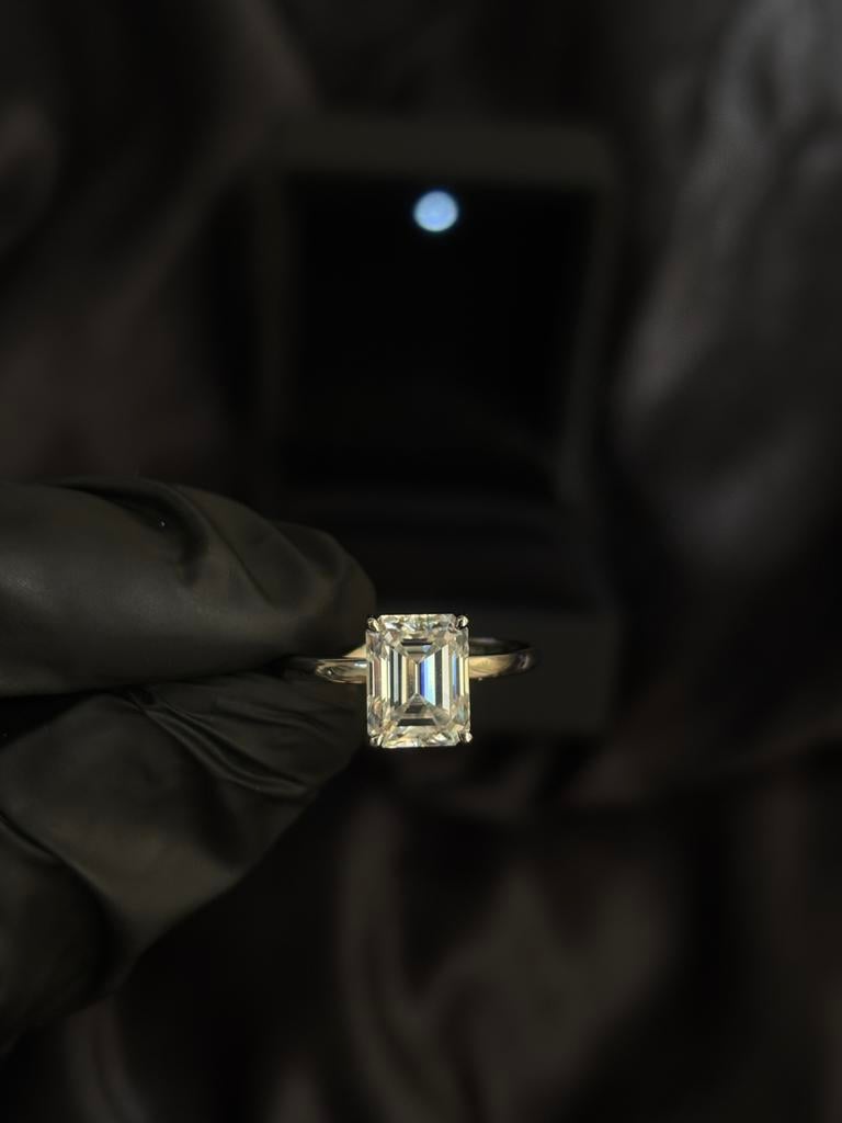 Emerald cut 3CT ring moissanite 925Silver, Ophalen of Verzenden, Zo goed als nieuw, 17 tot 18, Dame