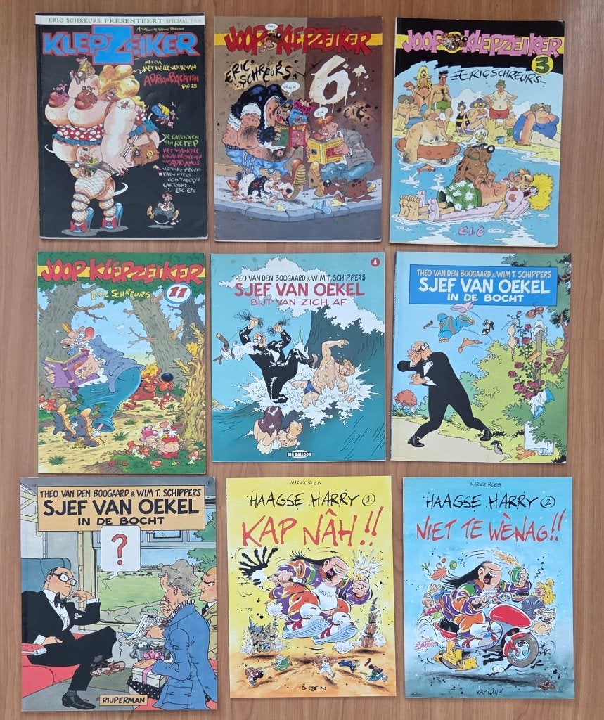 9 div. stripalbums, oa. Haagse Harry & Klepzeiker, Boeken, Stripboeken, Diverse auteurs, Meerdere stripboeken, Ophalen, Gelezen