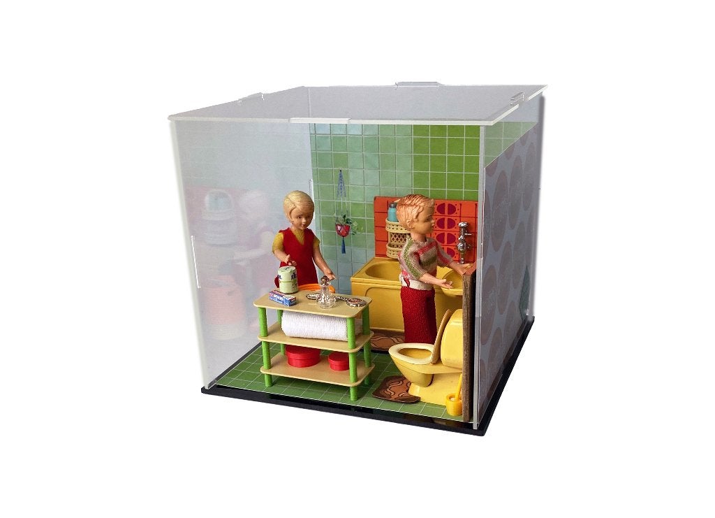 1:12 miniatuur poppenhuis jaren 70 badkamer, Ophalen of Verzenden, Nieuw, Poppenhuis