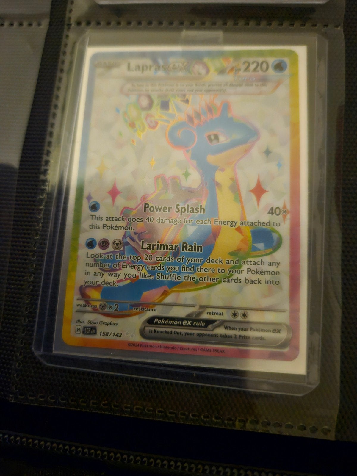 Pokemon Lapras ex 158/142 Stellar Crown, Ophalen of Verzenden, Zo goed als nieuw, Losse kaart, Foil
