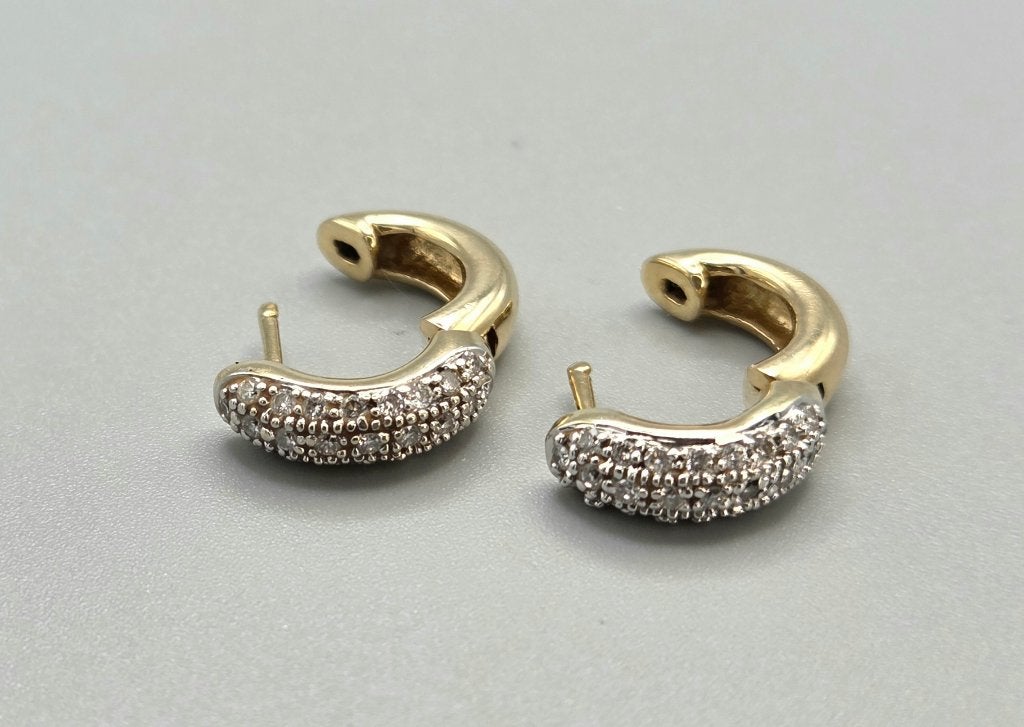 Vintage gouden klapcreolen ca. 0.50 ct diamanten. 2025/596, Hangers, ., Ophalen of Verzenden, Zo goed als nieuw