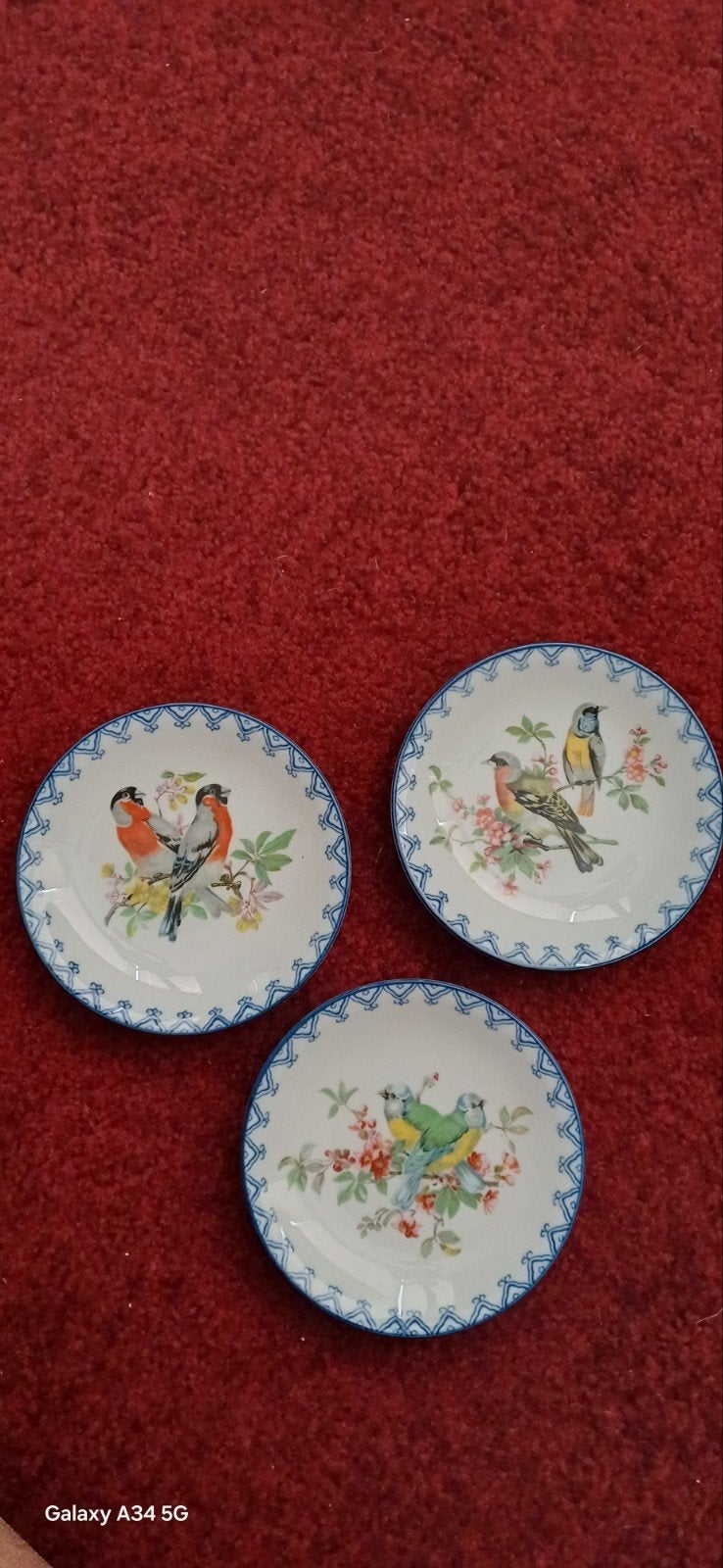 Set van 3 decoratieve bordjes met vogels, Antiek en Kunst, Antiek | Wandborden en Tegels, Ophalen of Verzenden