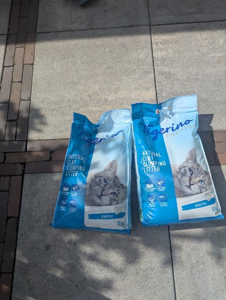 2 x Tigerino Premium Kattenbakvulling - Sensitive 12 Kg, Ophalen, Nieuw