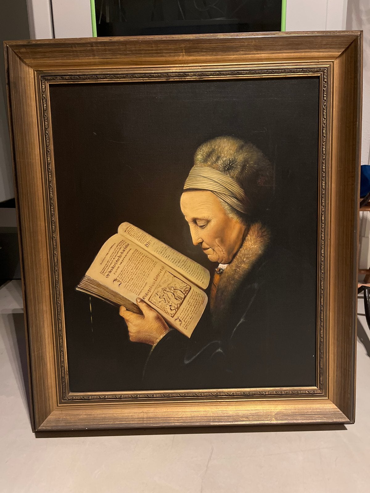 Klassiek schilderij: Lezende vrouw met boek, Ophalen, Doek, Portret of Personen, Olieverf