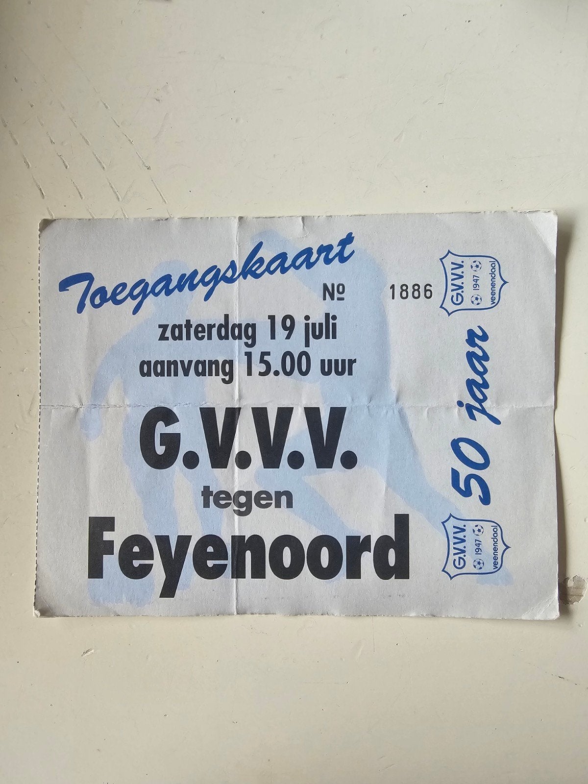 kaartje g.v.v.v.-feyenoord 19 juli, Ophalen of Verzenden, Feyenoord, Poster, Plaatje of Sticker