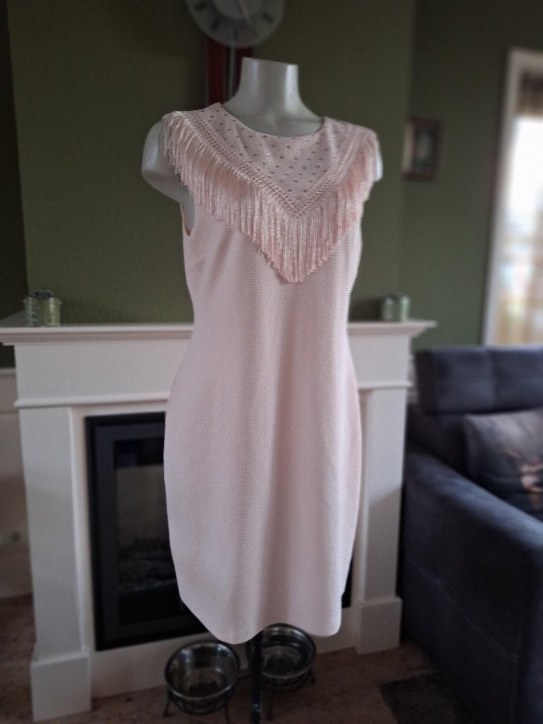 K-Design K Design zalm roze franje jurk XL, K-design, Verzenden, Maat 46/48 (XL) of groter, Zo goed als nieuw