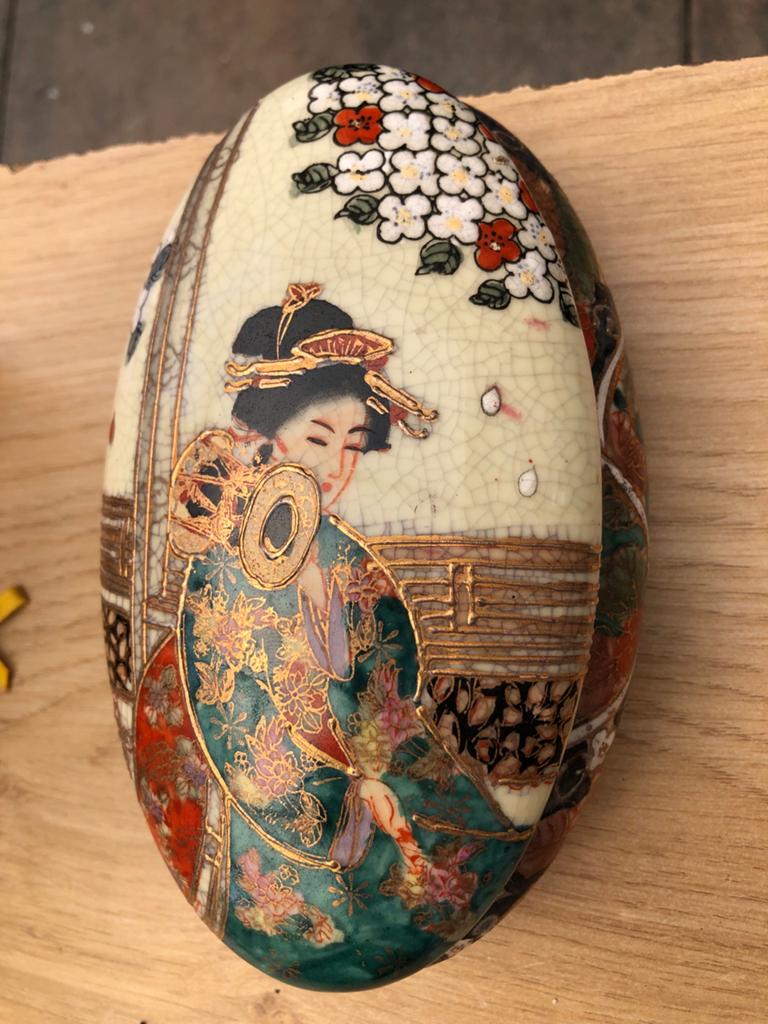 Vintage Japans Satsuma Sieradendoosje (Ei), Antiek en Kunst, Antiek | Porselein, Ophalen