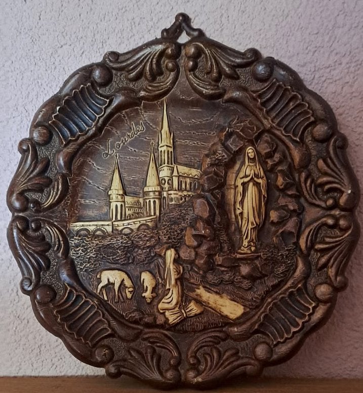 Vintage Lourdes Reliëf Wanddecoratie, Ophalen of Verzenden