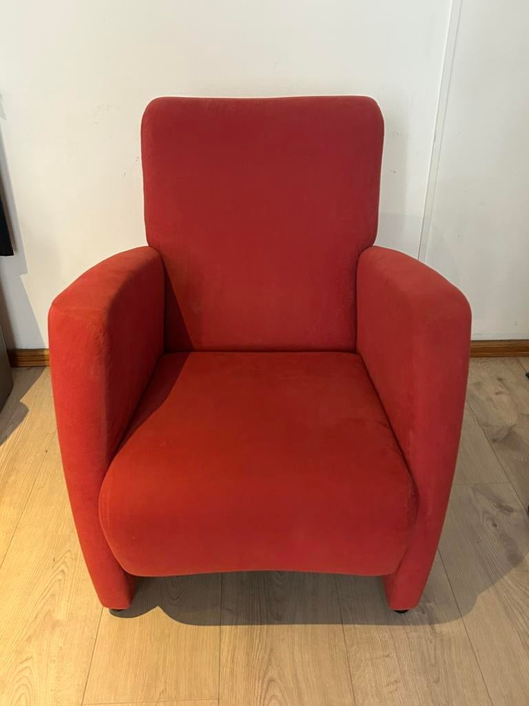 Design Fauteuil Label Longa - Gerard van den Berg - Rood, Ophalen, Gebruikt, 75 tot 100 cm, 75 tot 100 cm