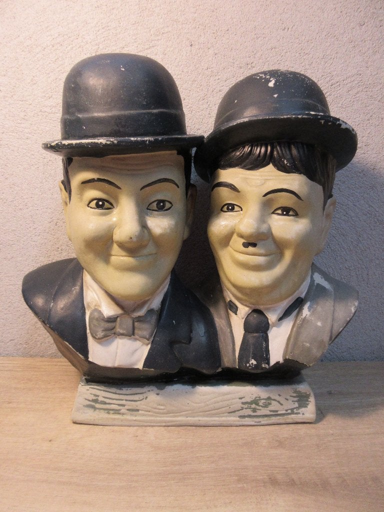 Dikke en dunne borstbeeld Laurel en Hardy buste, Ophalen of Verzenden, Gebruikt, Beeldje, Replica of Model